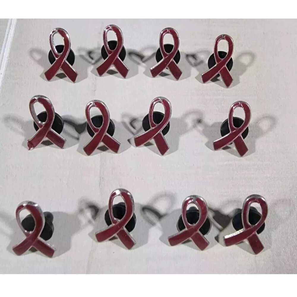 12 Red Awareness Ribbon Pins - Bulk Pack - 1 inch ~ DARE Drug Free, Heart Health